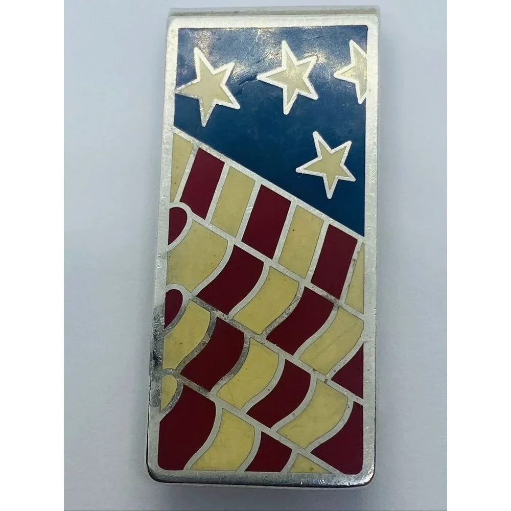 Tiffany Co Money Clip American Flag 52mm x 24mm 1994 Sterling Silver 925